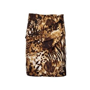 Vintage 00s Caché Layered Animal Print Y2K Midi Skirt